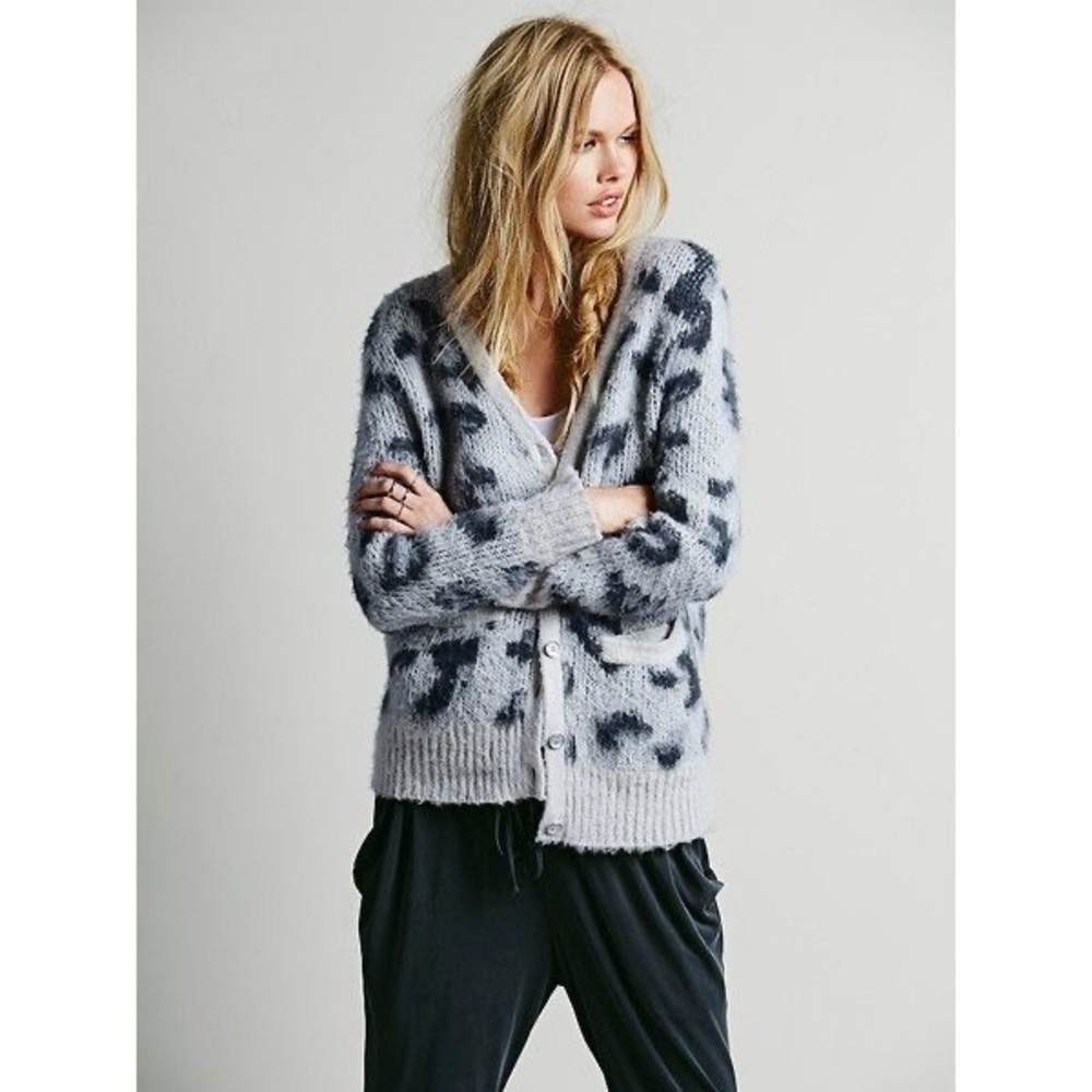 Free People Animal Print Cardigan